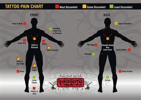 Tattoo Pain Chart: Ranking Body Parts by Tattoo Pain。